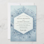 Slate Blue Winter Bloom Wedding Kaart (Voorkant)