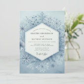Slate Blue Winter Bloom Wedding Kaart (Staand voorkant)