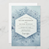 Slate Blue Winter Bloom Wedding Kaart (Voorkant / Achterkant)