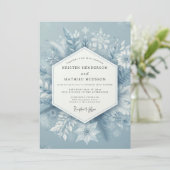 Slate Blue Winter Bloom Wedding Kaart (Staand voorkant)