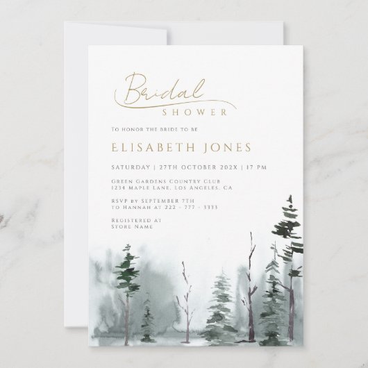 Slate Blue Winterlandschap Woodland Vrijgezellenfe Kaart (Voorkant)