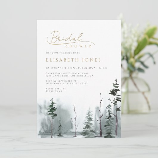 Slate Blue Winterlandschap Woodland Vrijgezellenfe Kaart (Staand voorkant)