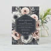 Slate Blush Dramatic Flora Wedding Kaart (Staand voorkant)