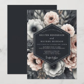 Slate Blush Dramatic Flora Wedding Kaart (Voorkant / Achterkant)