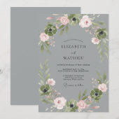 Slate Blush Petal Bruiloft Kaart (Voorkant / Achterkant)