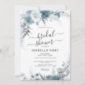 Slate Boho Dusty Blue Neutral Floral Vrijgezellenf Kaart (Voorkant)