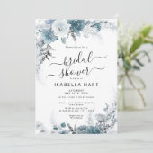 Slate Boho Dusty Blue Neutral Floral Vrijgezellenf Kaart (Staand voorkant)