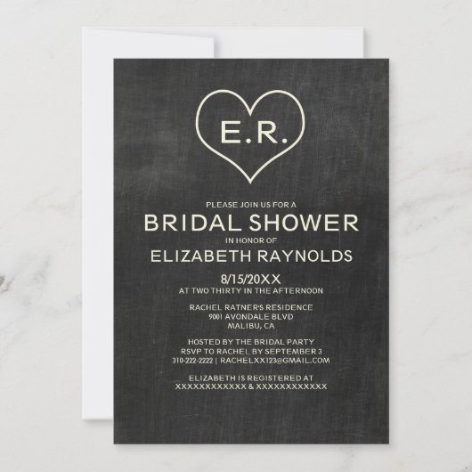 Slate Bridal Shower Invitations Kaart (Voorkant)