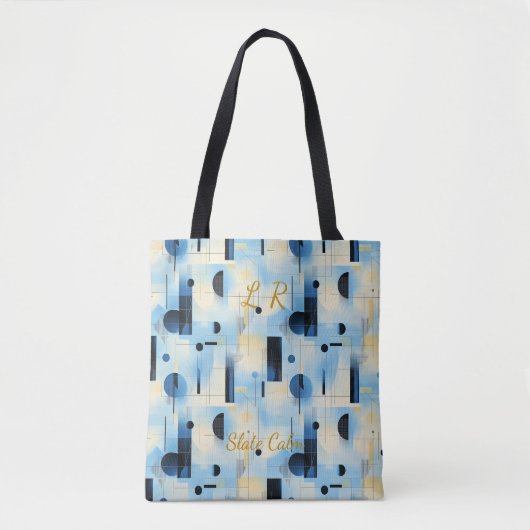Slate Calm Abstract - Blauw, Grijs, Zwart Geometri Tote Bag (Voorkant)
