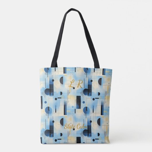 Slate Calm Abstract - Blauw, Grijs, Zwart Geometri Tote Bag (Achterkant)