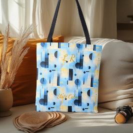 Slate Calm Abstract - Blauw, Grijs, Zwart Geometri Tote Bag