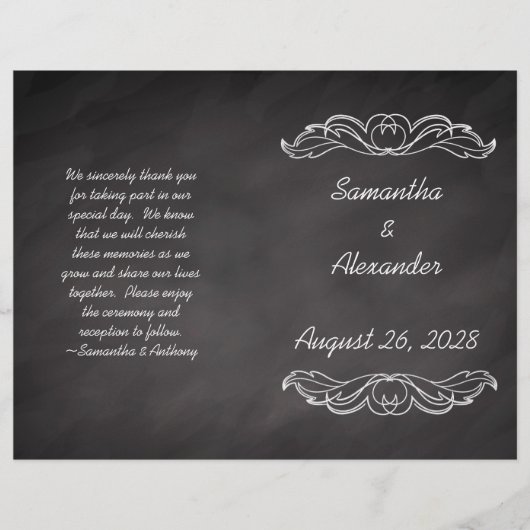 Slate Chalkboard bruiloft programma (Voorkant)
