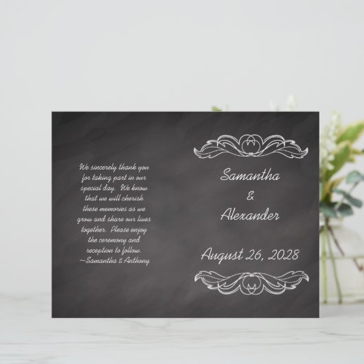 Slate Chalkboard bruiloft programma (Staand voorkant)