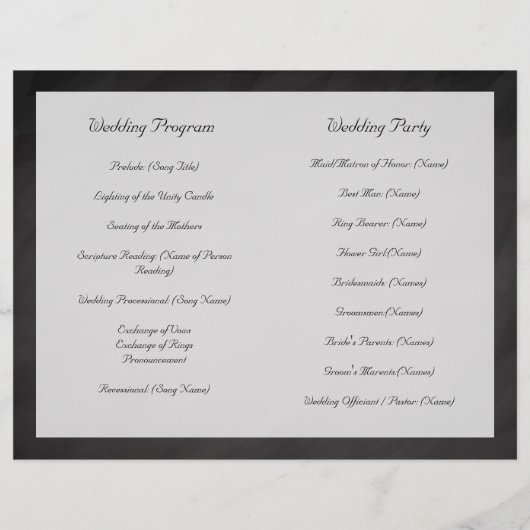 Slate Chalkboard bruiloft programma (Achterkant)