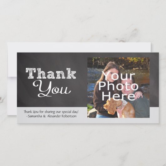 Slate Chalkboard-look bruiloft dank u Bedankkaart (Voorkant)