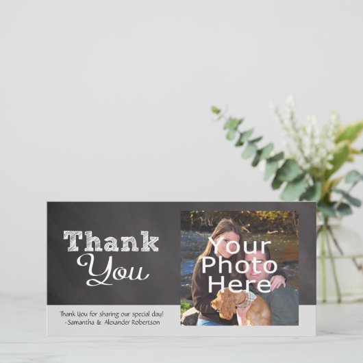 Slate Chalkboard-look bruiloft dank u Bedankkaart (Staand voorkant)