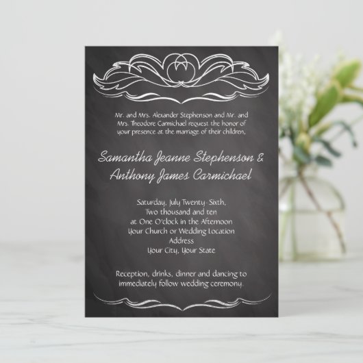 Slate Chalkboard Wedding Kaart (Staand voorkant)