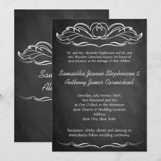 Slate Chalkboard Wedding Kaart (Voorkant / Achterkant)