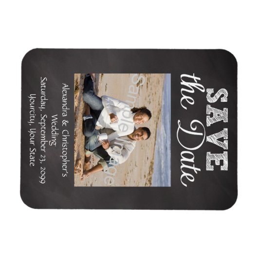 Slate Chalkboard Wedding Save the Date Magneet (Horizontaal)