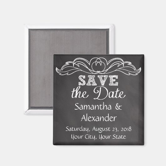 Slate Chalkboard Wedding Save the Date Magneet (Voorkant / Achterkant)