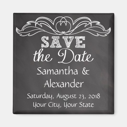 Slate Chalkboard Wedding Save the Date Magneet (Voorkant)
