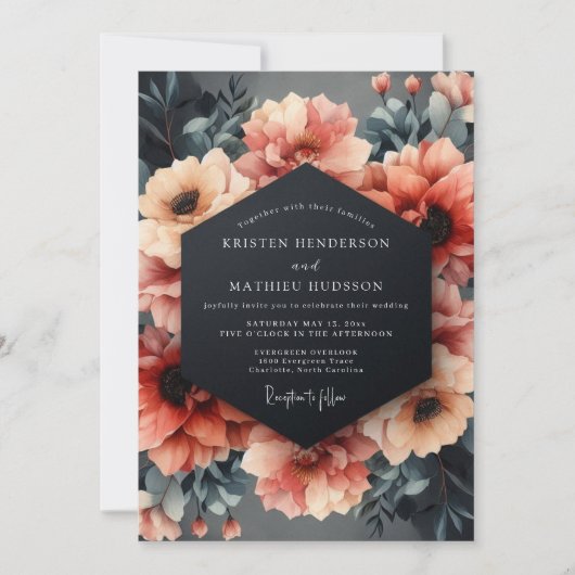 Slate Coral Still Life Wedding Kaart (Voorkant)