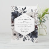 Slate Dusky Bloom Wedding Kaart (Staand voorkant)