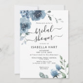 Slate Dusty Blue Floral Waterverf Vrijgezellenfees Kaart (Voorkant)