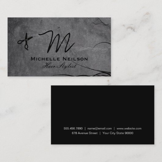 Slate en Flowing Hair | Haarstylist Visitekaartje (Voorkant / Achterkant)