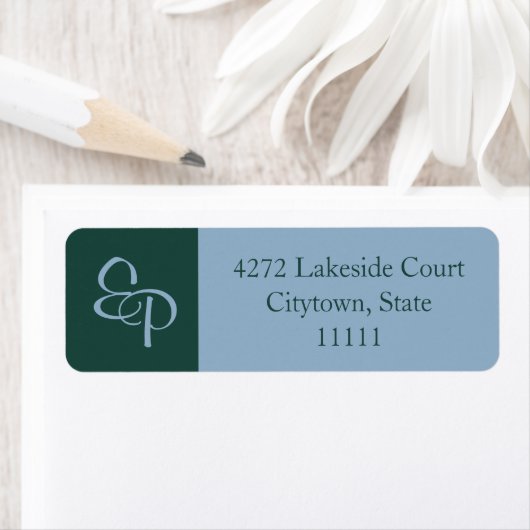 Slate en Forest paar Monogram Label (Insitu)