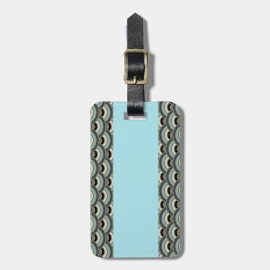 Slate en lichtblauwe Art Deco Curve Patroon Bagagelabel (Voorkant verticaal)