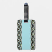 Slate en lichtblauwe Art Deco Curve Patroon Bagagelabel (Achterkant verticaal)