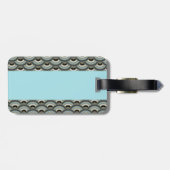 Slate en lichtblauwe Art Deco Curve Patroon Bagagelabel (Achterkant horizontaal)