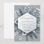 Slate Frosted Bloom Wedding Kaart (Voorkant / Achterkant)