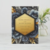 Slate Gilded Nocturne Wedding Kaart (Staand voorkant)