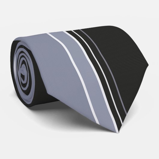 Slate Gray & Black Pinstriped Stropdas (Opgerold)