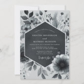 Slate Gray Botanical Bloom Wedding Kaart (Voorkant)