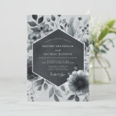 Slate Gray Botanical Bloom Wedding Kaart (Staand voorkant)