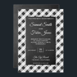 Slate Gray Gingham Chalkboard Wedding Invitation Kaart<br><div class="desc">Verrijk je gasten met deze elegante trouwuitnodiging met moderne typografie tegen een grijze en witte gingham en een krijtbordachtergrond. Voeg eenvoudig uw gebeurtenisdetails op deze makkelijk te gebruiken sjabloon toe om het één-van-een-soort uitnodiging te maken.</div>