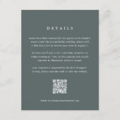 Slate Gray-Green Wedding Details Card with QR Code Informatiekaartje (Voorkant)
