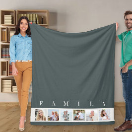 Slate Gray Modern Family 6 Afbeelding Collage Foto Fleece Deken