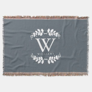 Slate Gray Monogram Deken