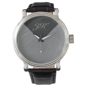 Slate Gray Monogram Horloge