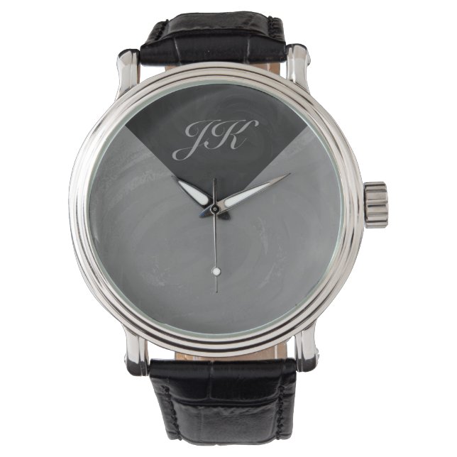 Slate Gray Monogram Horloge (Voorkant)