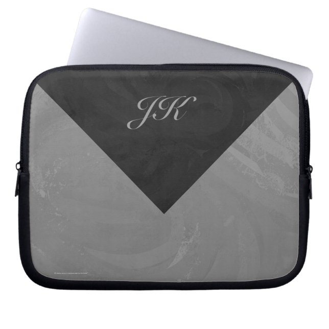 Slate Gray Monogram Laptop Sleeve (Voorkant)