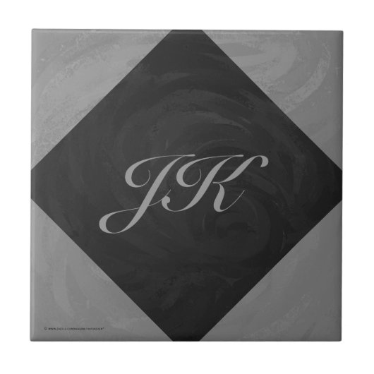 Slate Gray Monogram Tegeltje (Voorkant)