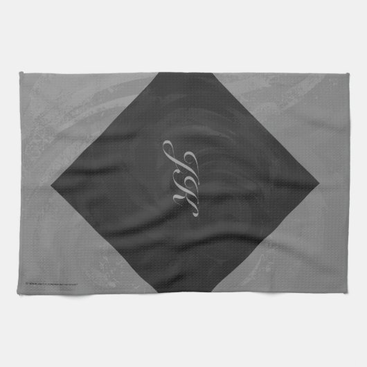 Slate Gray Monogram Theedoek (Horizontaal)