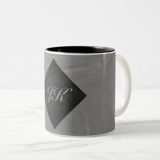 Slate Gray Monogram Tweekleurige Koffiemok (Voorkant rechts)