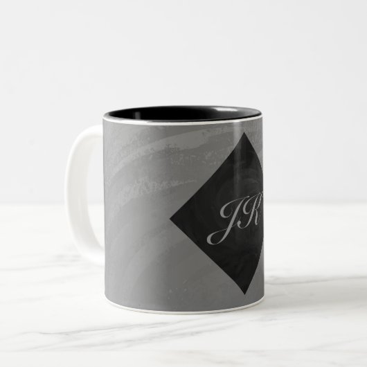 Slate Gray Monogram Tweekleurige Koffiemok (Voorkant links)