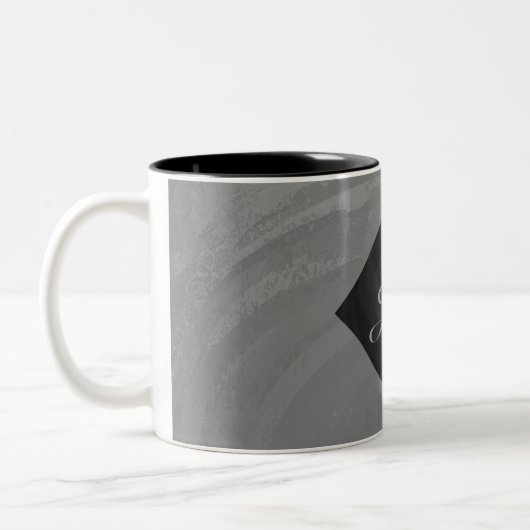 Slate Gray Monogram Tweekleurige Koffiemok (Links)